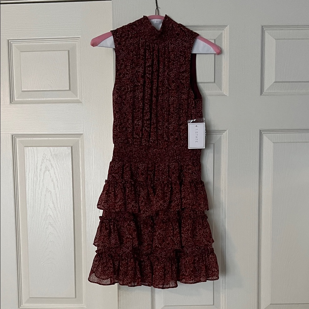 1. State Burgundy Floral Dress